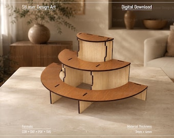 Display Stand Laser Cut Svg Files , 3 Shelf Display Stand Files, Vector Files For Wood Laser Cutting
