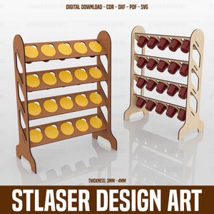 20 Slots Coffee Capsule Stand Laser Cut Svg Files, Vector Files For Wood Laser Cutting