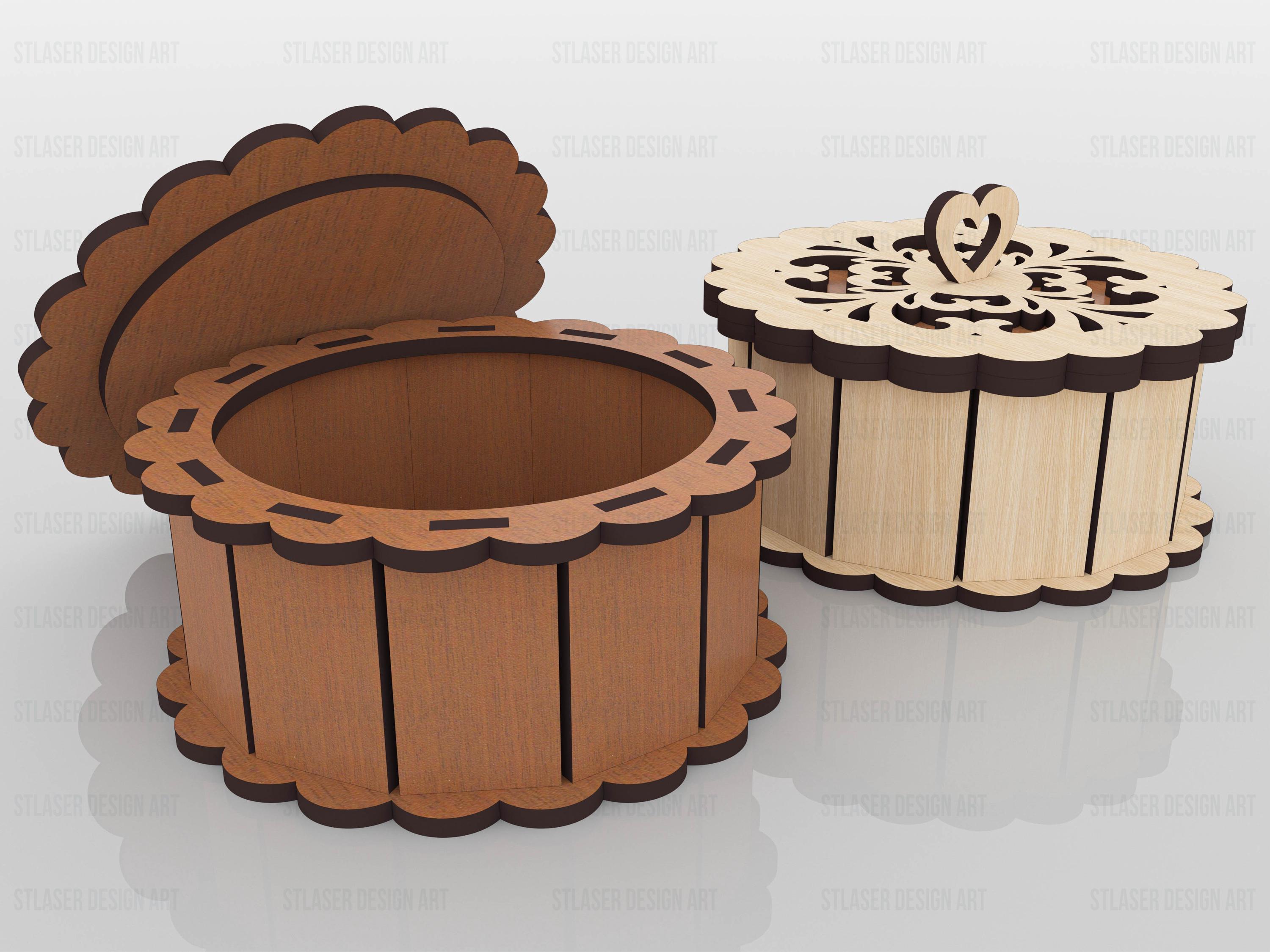 Decorative Round Gift Box Laser Cut Svg Files, Vector Files for Wood ...