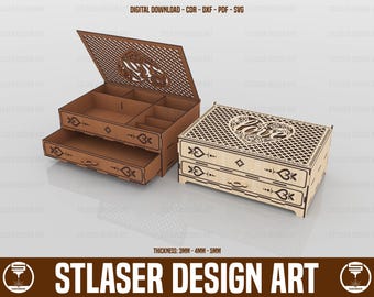 Laser Cut Chest Of Drawers Jewelry Box Svg Files, Jewelry Box Vector Files