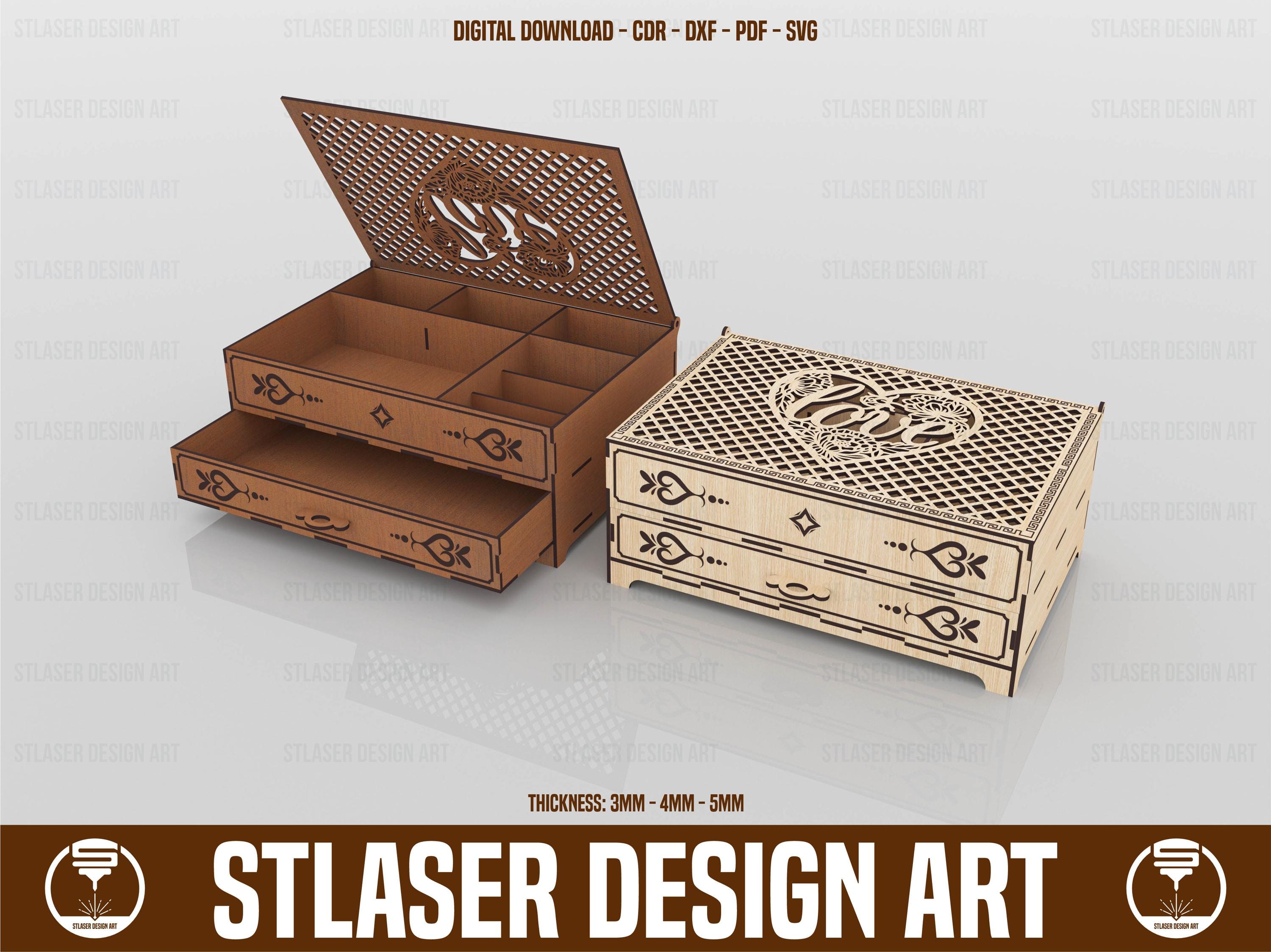 Laser Cut Chest of Drawers Jewelry Box Svg Files, Jewelry Box Vector ...