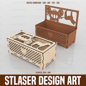 Decorative Barouche Box Laser Cut Svg Files, Vector Files For Wood Laser Cutting