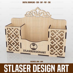 Laser cut Wooden Pencil holder, Vector Files For Wood Laser Cutting
