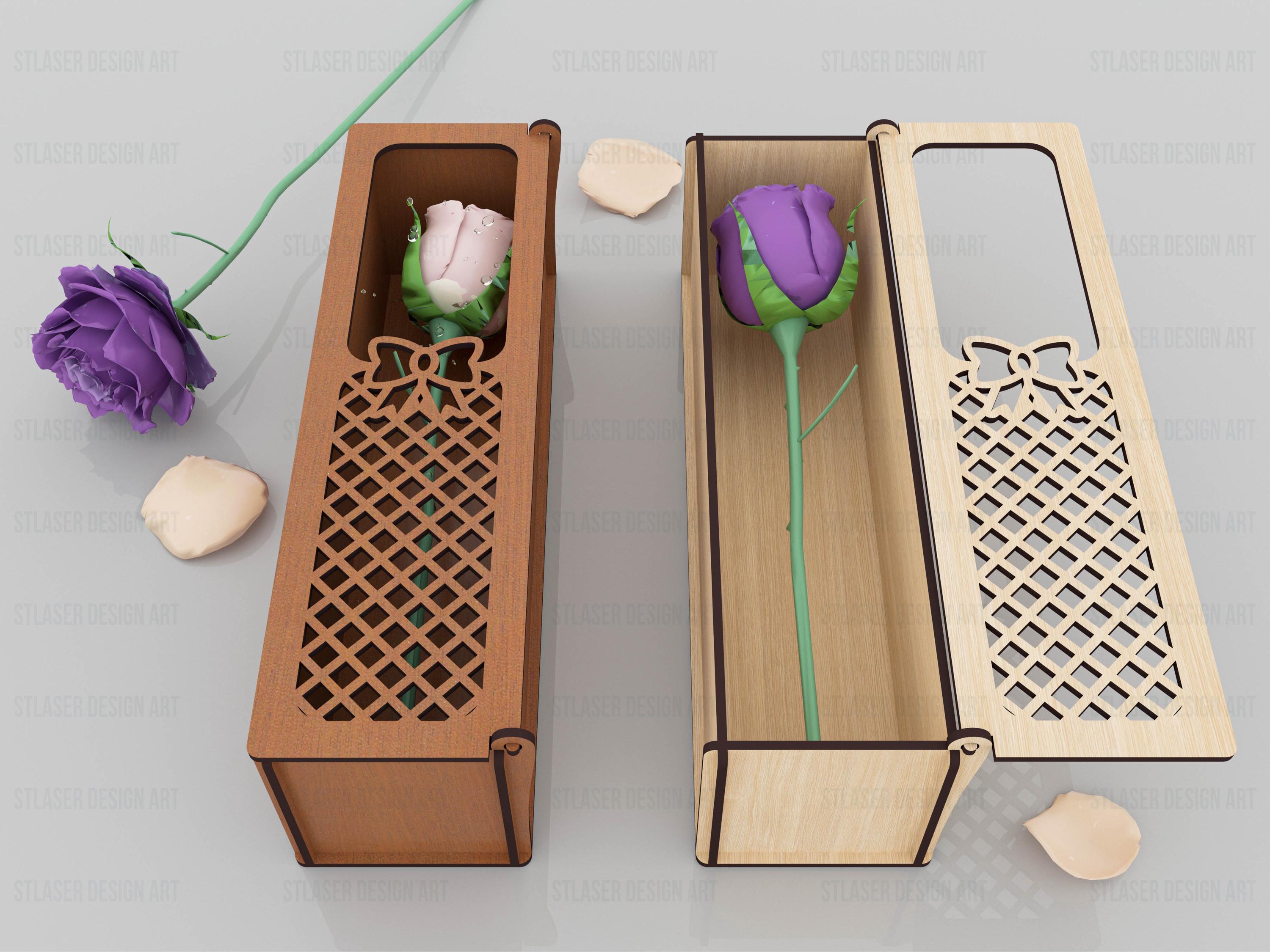Rose Gift Box Laser Cut Svg Files, Vector Files for Wood Laser Cutting ...