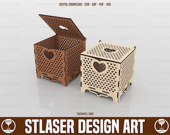 Laser Cut Jewelry Box Svg Files, Wooden Gift Box Laser Cut Files, Vector Files For Wood Laser Cutting