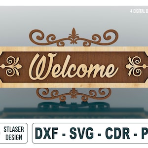 Welcome Sign, Door Hanger Laser Cut Svg Files, Vector Files For Wood Laser Cutting