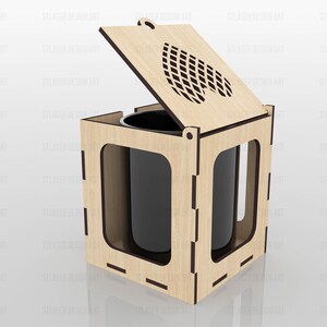 Archivos SVG de caja de taza cortados con láser, archivos de caja de taza de madera cortados con láser, archivos vectoriales para corte láser de madera imagen 5
