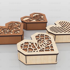 Heart Gift Box Laser Cut Svg Files, Vector Files for Wood Laser Cutting ...