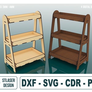 Auslage Stand Laser Cut SVG-Dateien, 3 Regal Auslage Dateien, Vektordateien für Holz Laserschneiden