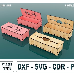 Caja de regalo de madera cortada con láser, archivos vectoriales para corte por láser de madera