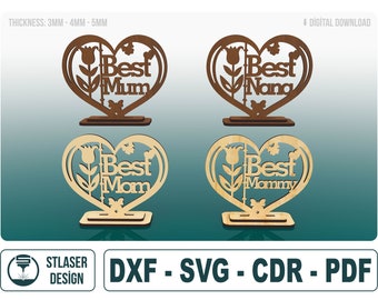 Best Mom Heart Laser Cut Svg Files, Vector Files For Wood Laser Cutting