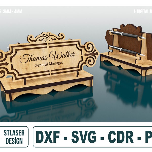 Laser Cut Desk Nameplates Svg Files, Vector Files For Wood Laser Cutting