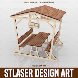 Camellia Picnic Table Laser Cut Svg Files, Vector Files For Wood Laser Cutting