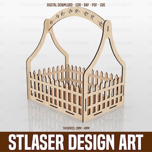 Archivos SVG de cestas decorativas cortadas con láser, archivos vectoriales para corte láser de madera