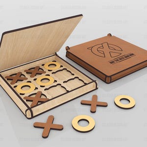 Laser Cut Tic Tac Toe Wooden Game Svg Files, Vector Files for Wood ...