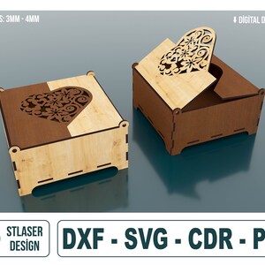 Caixa decorativa cortada a laser com tampa Arquivos Svg, arquivos vetoriais para corte a laser de madeira