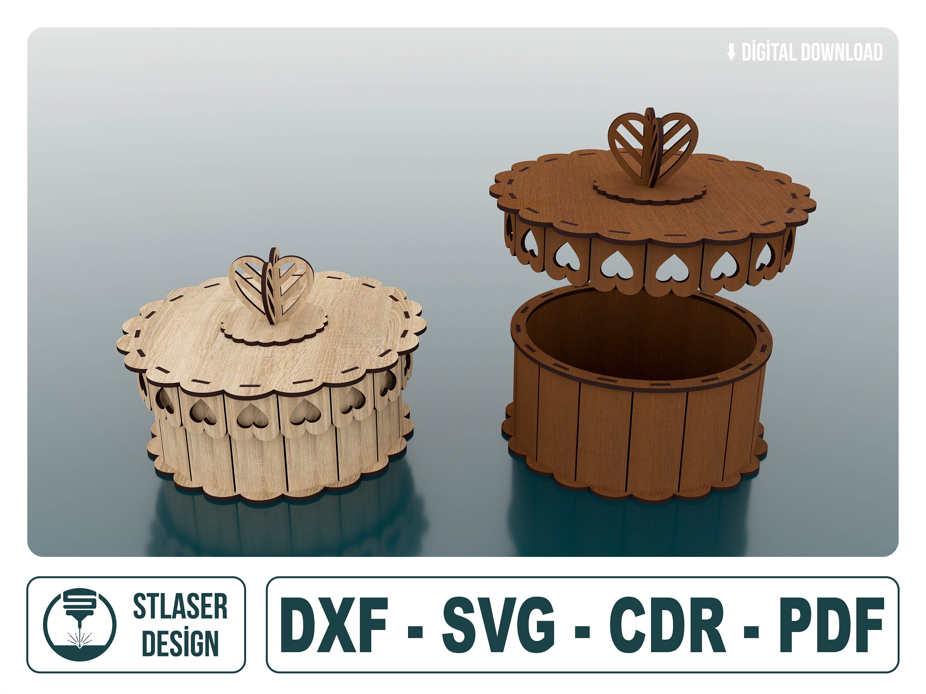 Decorative Round Gift Box Laser Cut Svg Files Vector Files - Etsy