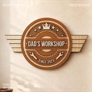 Dad’s Workshop Sign Laser Cut Svg Files, Vector Files For Wood Laser Cutting