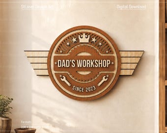 Dad’s Workshop Sign Laser Cut Svg Files, Vector Files For Wood Laser Cutting