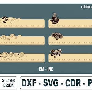 6 Different Style Rulers (Cm & Inc) Laser Cut Svg Files, Vector Files For Wood Laser Cutting