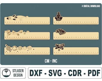 6 règles de Style différent (Cm & Inc) fichiers Svg découpés au Laser, fichiers vectoriels pour la découpe au Laser du bois