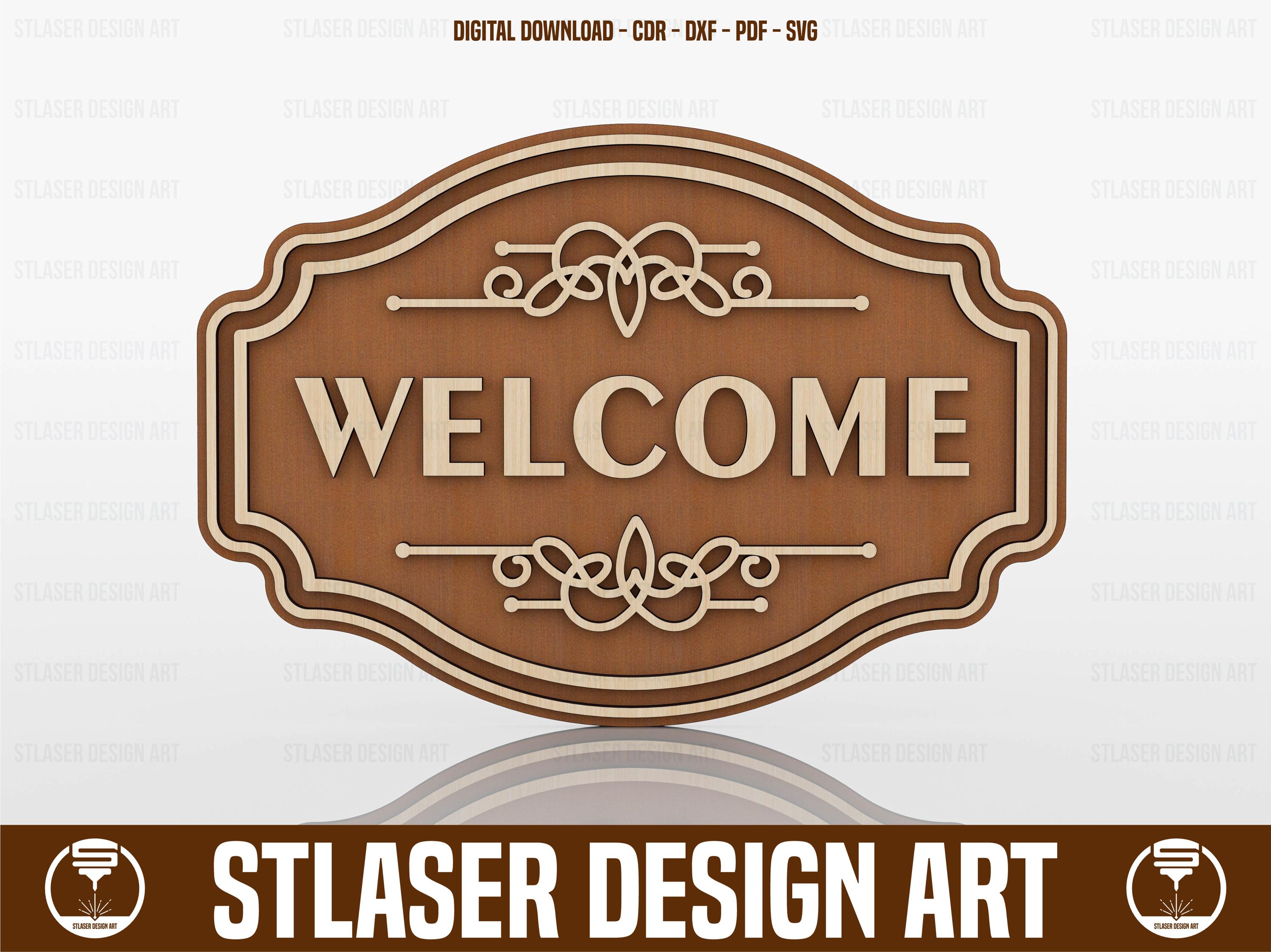 Welcome Sign, Door Hanger Laser Cut Svg Files, Vector Files for Wood ...