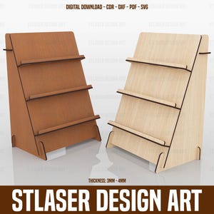 Display Stand Laser Cut Svg Files , 3 Shelf Display Stand Files, Vector Files For Wood Laser Cutting