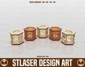 5 Different Hexagon Tealight Holder Laser Cut Svg Files, Vector Files For Wood Laser Cutting