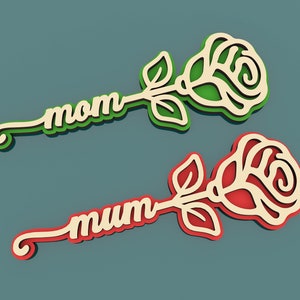 Mom Rose Gift Laser Cut Svg Files, Vector Files For Wood Laser Cutting zdjęcie 2