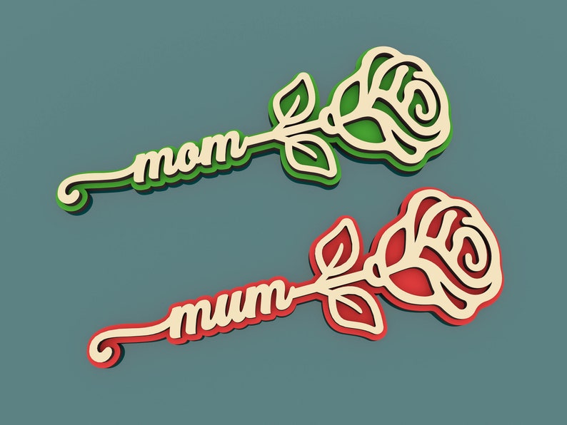 Mom Rose Gift Laser Cut Svg Files, Vector Files For Wood Laser Cutting zdjęcie 2