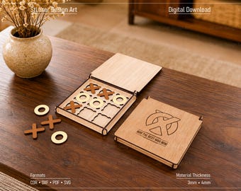 Laser Cut Tic Tac Toe Wooden Game Svg Files, Vector Files For Wood Laser Cutting