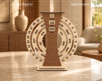 Laser Cut Perpetual Calendar Svg Files, Vector Files For Wood Laser Cutting