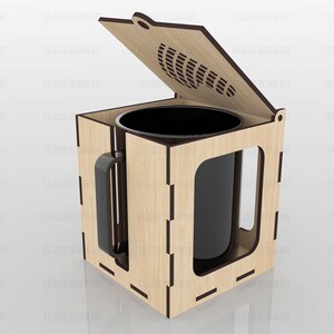Archivos SVG de caja de taza cortados con láser, archivos de caja de taza de madera cortados con láser, archivos vectoriales para corte láser de madera imagen 4