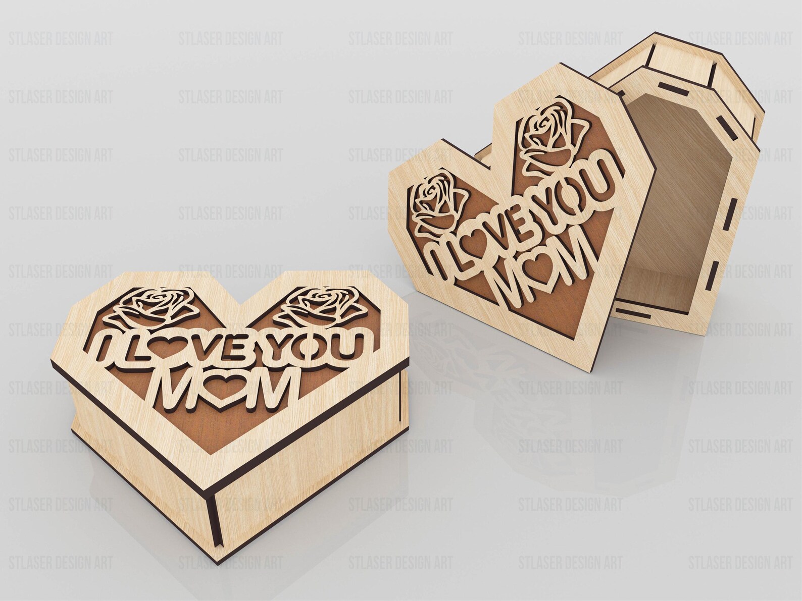 Heart Mom Gift Box Laser Cut Svg Files, Vector Files for Wood Laser ...