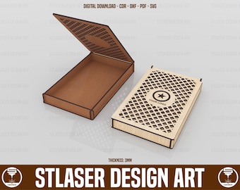Archivos SVG de caja de regalo de joyería decorativa, archivos vectoriales para corte láser de madera