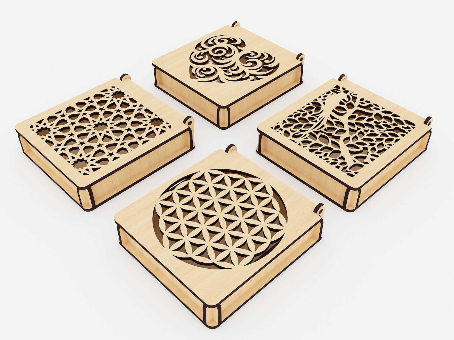 Decorative Wooden Gift Box Laser Cut, Laser Cut Wooden Box With Lid ...