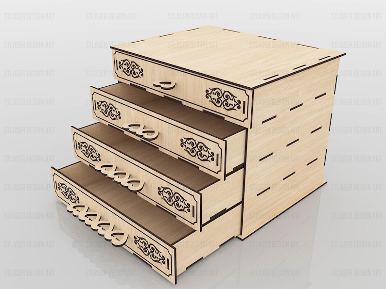 Chest of Drawers Box Laser Cut Svg Files, Vector Files for Wood Laser ...