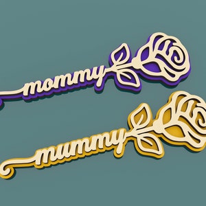 Mom Rose Gift Laser Cut Svg Files, Vector Files For Wood Laser Cutting zdjęcie 3