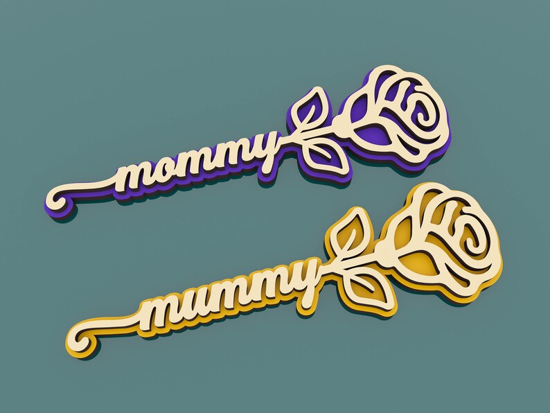 Mom Rose Gift Laser Cut Svg Files, Vector Files For Wood Laser Cutting zdjęcie 3