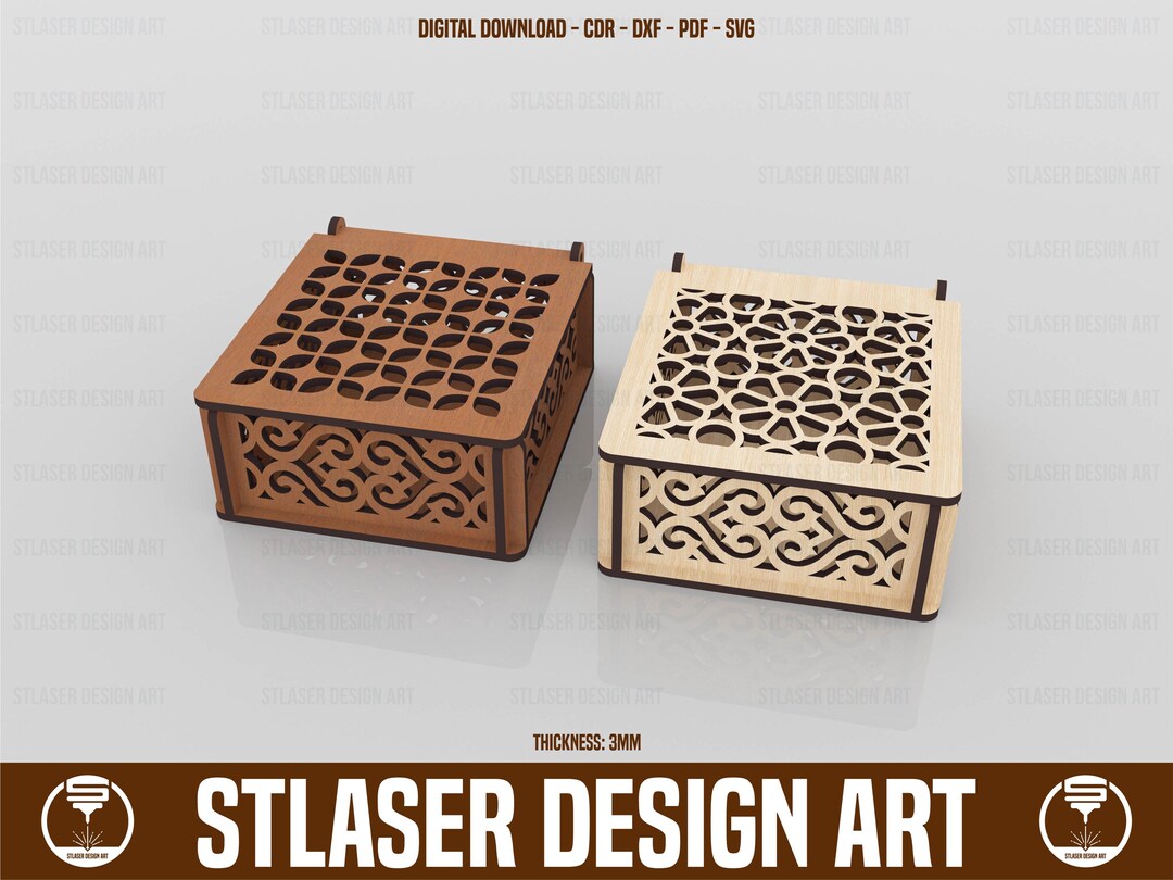 Laser Cut Box With Lid Svg Files, Decorative Wooden Gift Box Laser Cut ...
