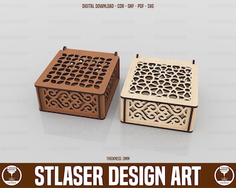 Laser Cut Box With Lid Svg Files, Decorative Wooden Gift Box Laser Cut, Vector Files For Wood Laser Cutting