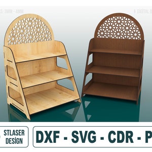 Display Stand Laser Cut Svg Files , 3 Shelf Display Stand Files, Vector Files For Wood Laser Cutting