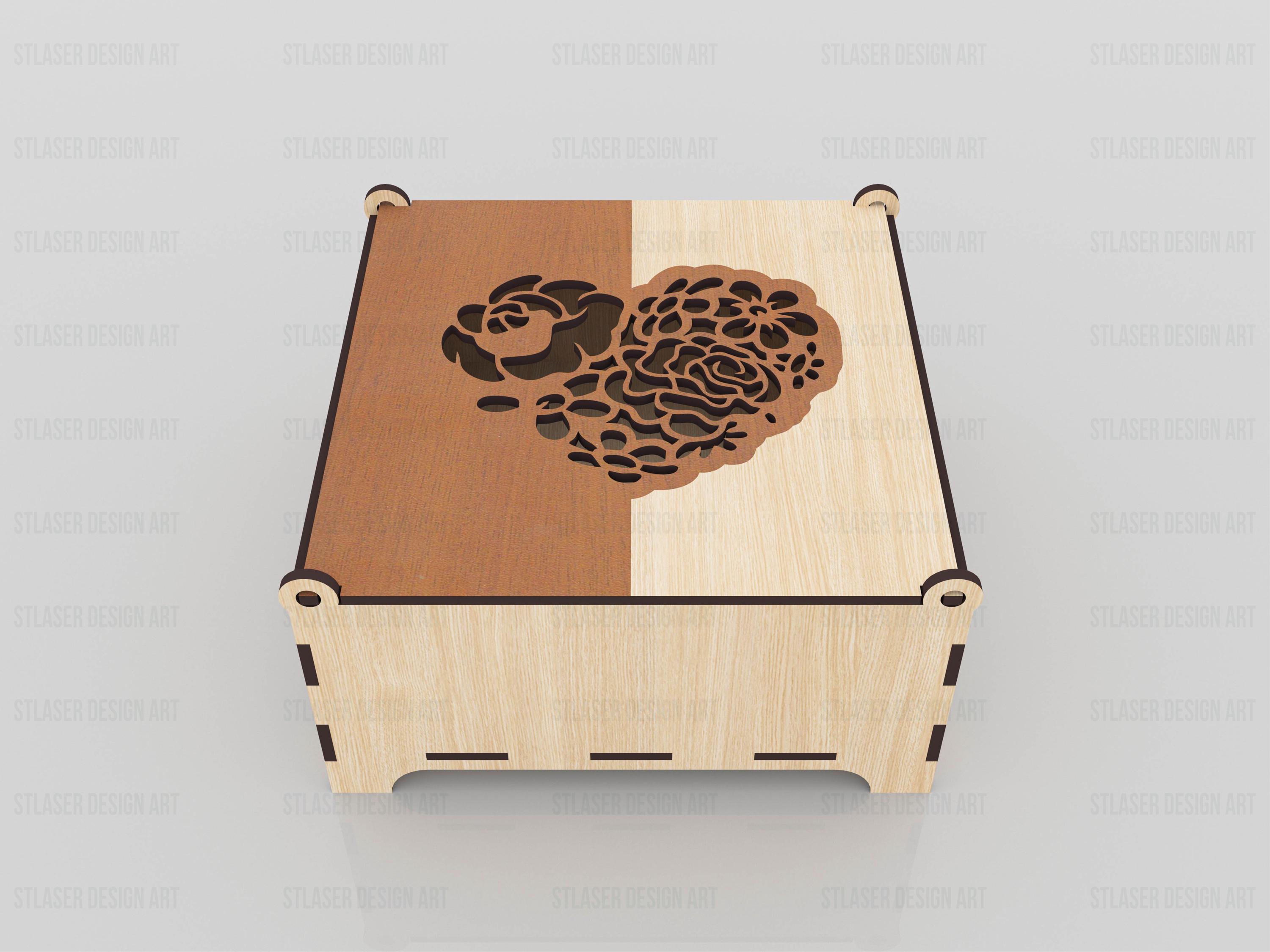 Laser Cut Decorative Box With Lid Svg Files, Vector Files for Wood ...