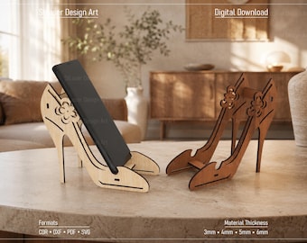 Laser Cut Shoe Phone Stand, Phone Holder Svg Files, Vector Files For Wood Laser Cutting