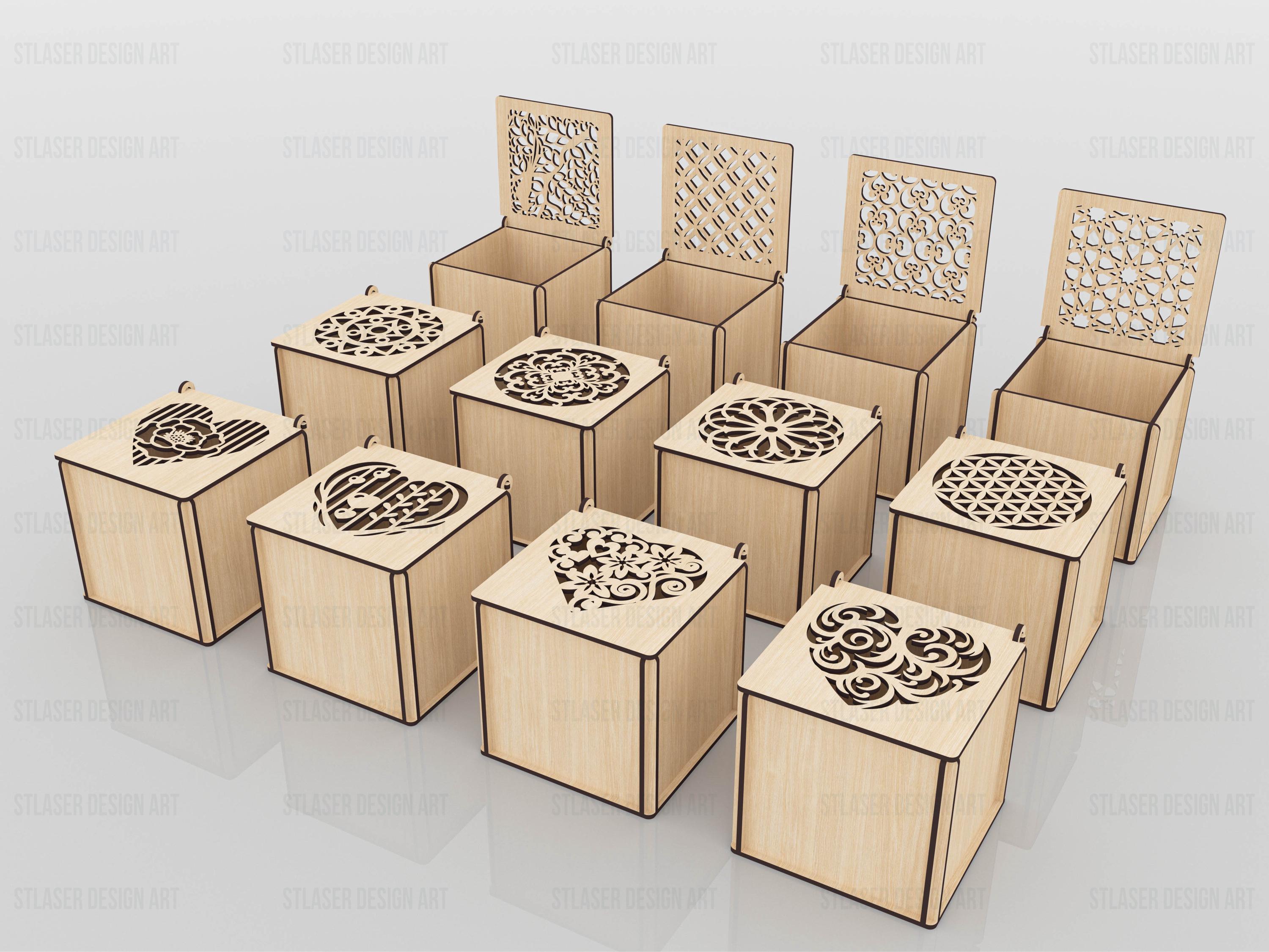 12 Different Pattern Decorative Gift Box Laser Cut Svg Files, Jewelry ...