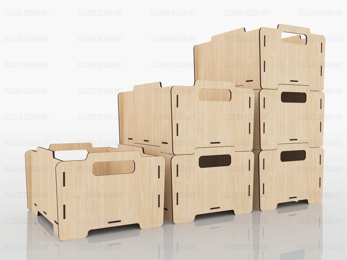 Laser Cut Stackable Storage Box Files, Laser Cut Wooden Box, Vector ...