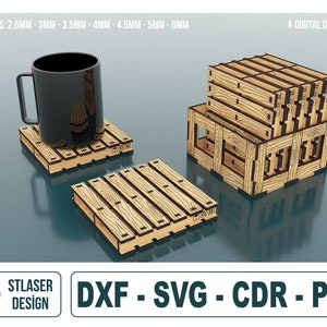 Boxed Pallet Coaster Svg Files, Vector Files For Wood Laser Cutting