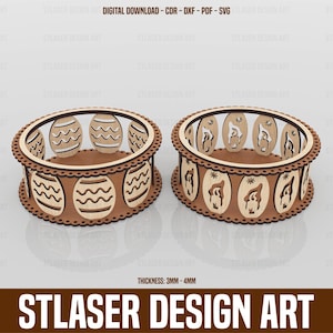 2 Different Laser Cut Decorative Basket Svg Files, Vector Files For Wood Laser Cutting