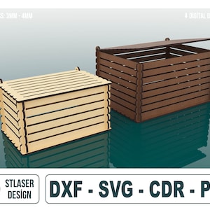 Caja con tapa cortada a láser en 2 tamaños, archivos SVG, archivos vectoriales para corte láser de madera