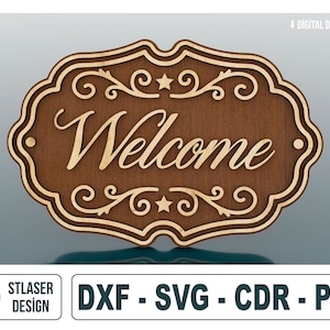 Welcome Sign, Door Hanger Laser Cut Svg Files, Vector Files For Wood Laser Cutting